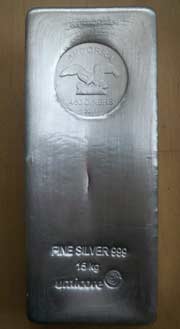 15 Kilogramm Silber Umicore/Andorra M�nzbarren