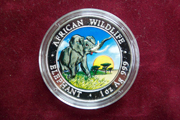 1 Unze Silber Somalia Elefant 2009 farbig